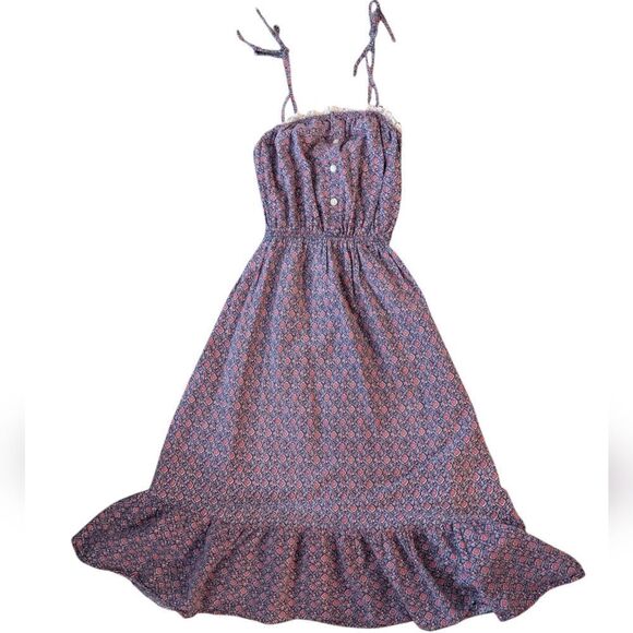 Women's 70s Vintage Jackie O Floral Print Prairie Sun Dress Size 3‎ - Picture 1 of 8